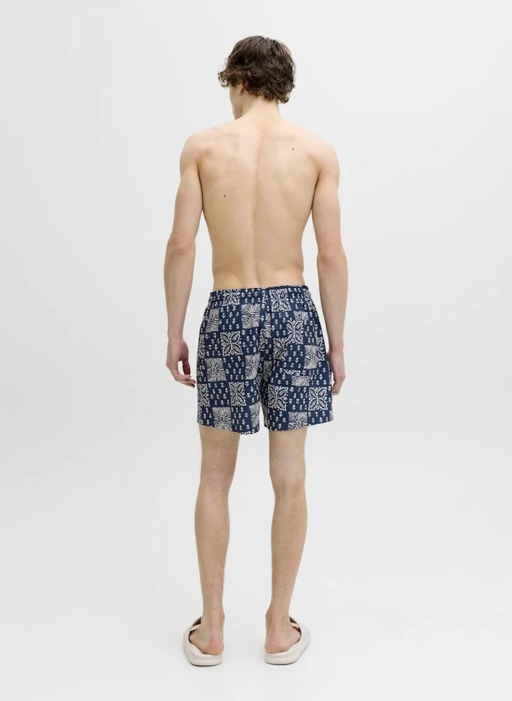 JACK & JONES  Printed Drawstring Swim Shorts for Men | Best Price UAE